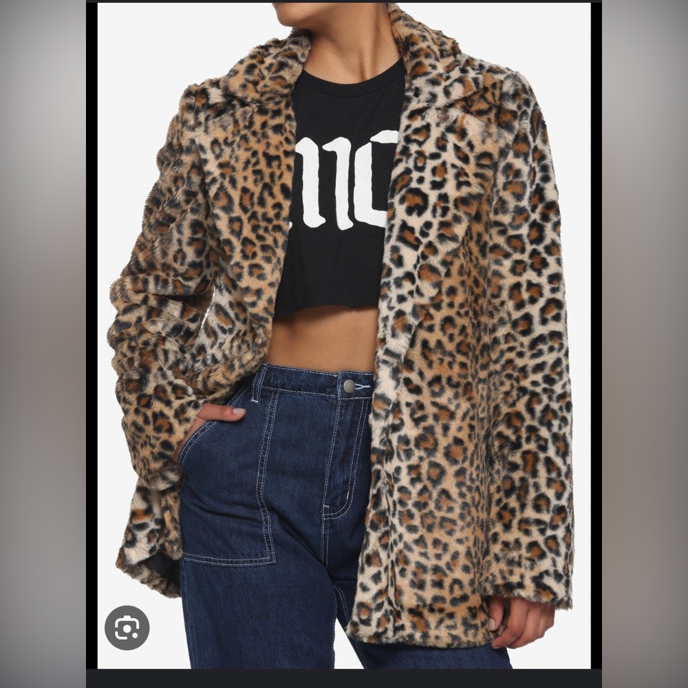 Leopard Print Faux Fur Girls Jacket